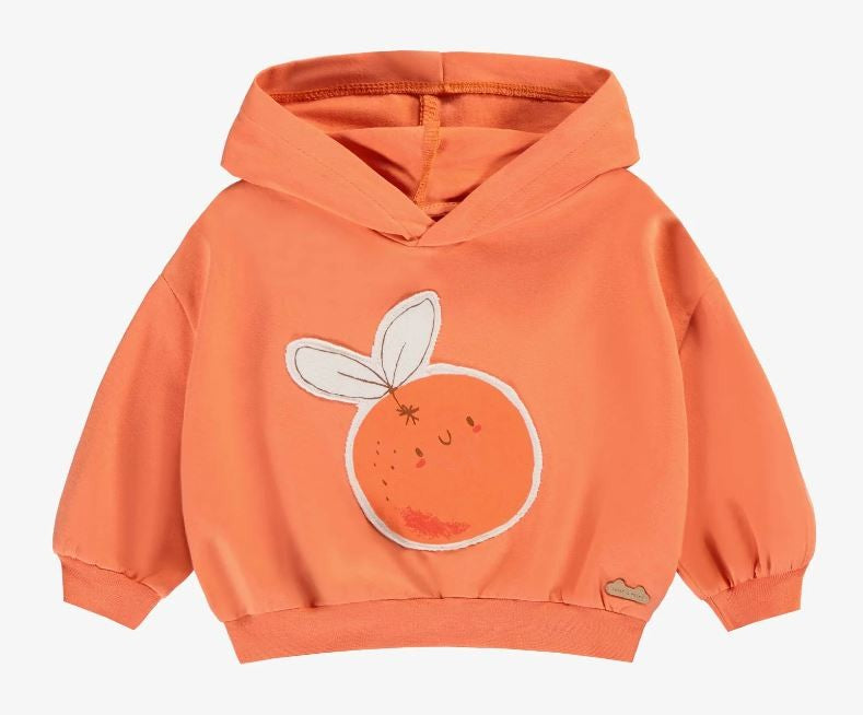 Baby Orange Hoodie with Print in Soft Cotton