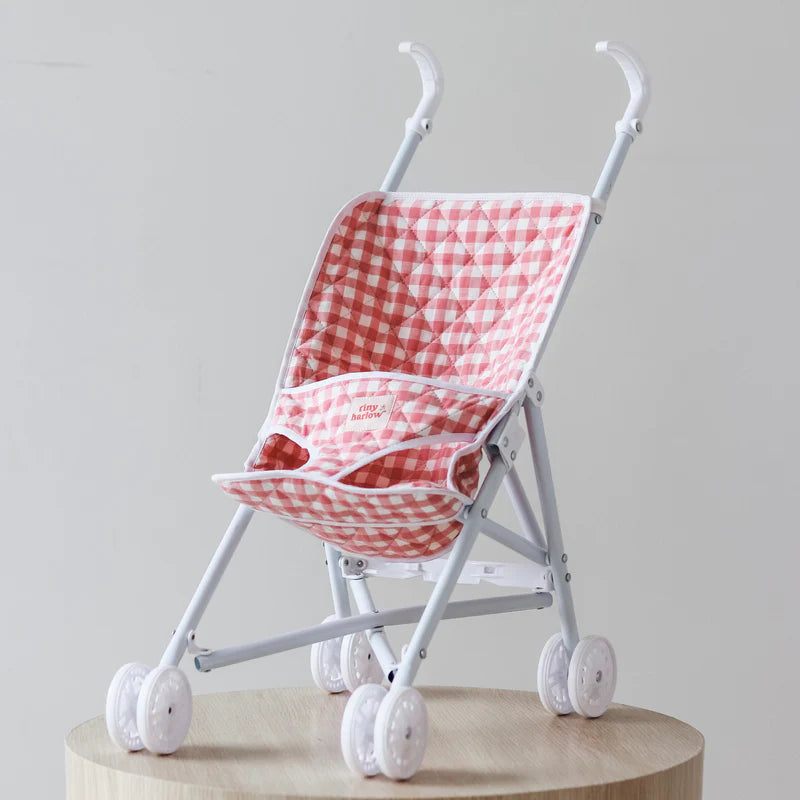 Folding Dolls Stroller - Pink Gingham