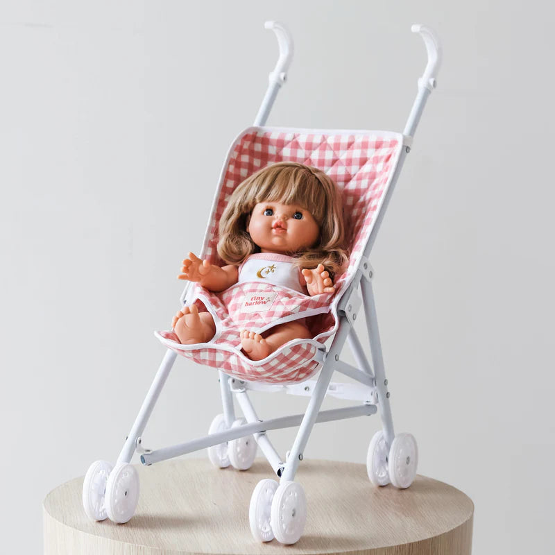 Folding Dolls Stroller - Pink Gingham