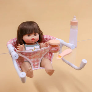 Portable Doll Feeding Chair - Pink Gingham