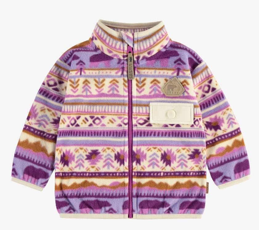 Patterned Fleece Zip-Up - Purple