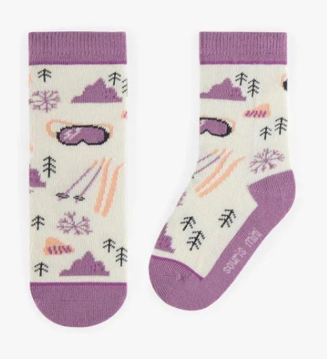 Baby Socks - Purple with Winter Pattern