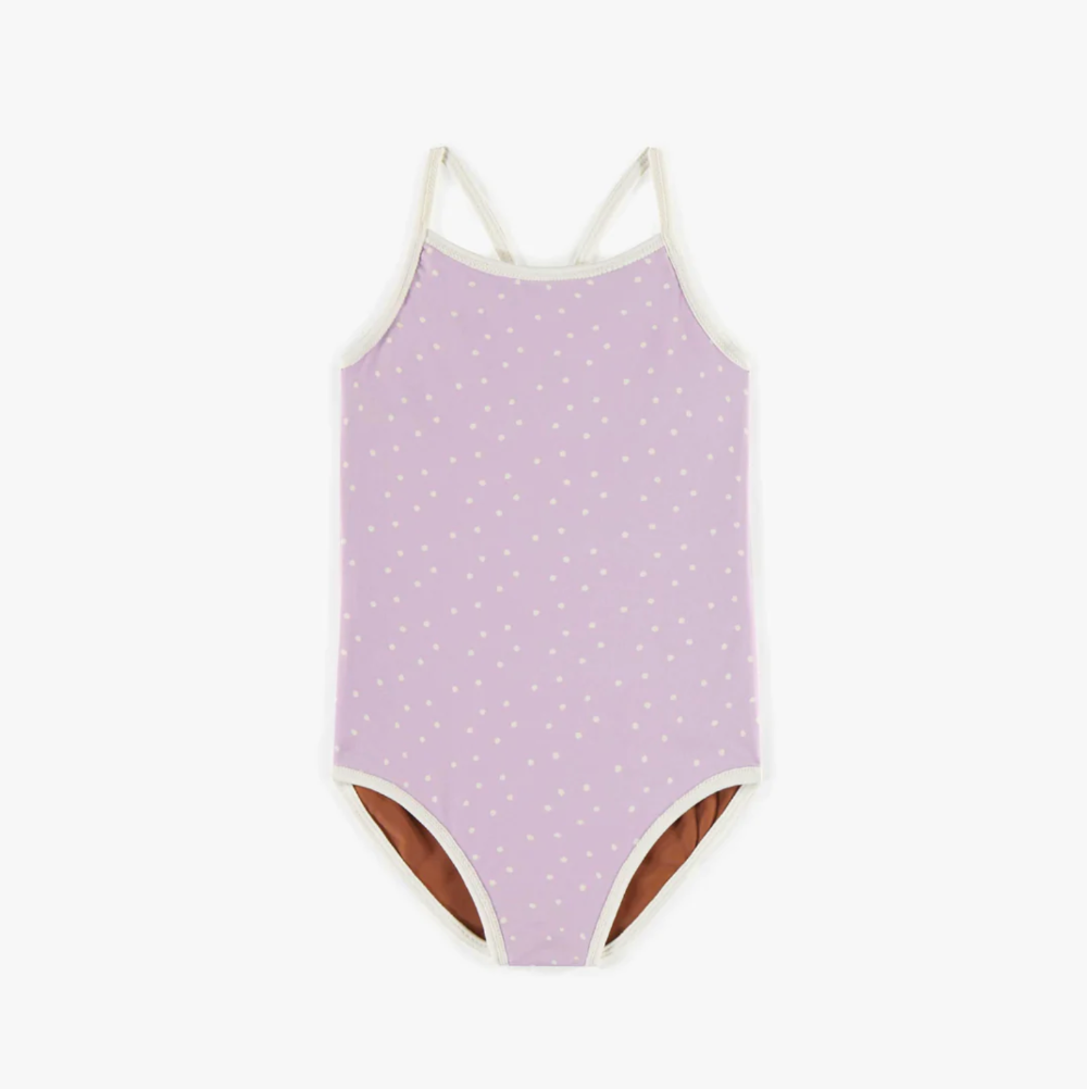 Reversible Purple and Brown One-Piece Swimsuit, Child