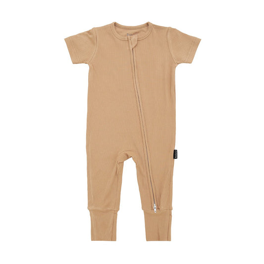 Ribbed Bamboo Short Sleeve Romper - Amber