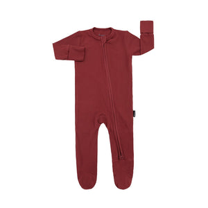 Footed Zipper Sleeper - Ribbed Burgundy