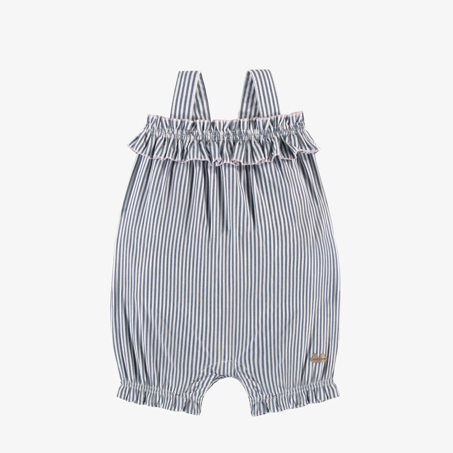 Newborn Blue and Cream Striped One Piece Poplin