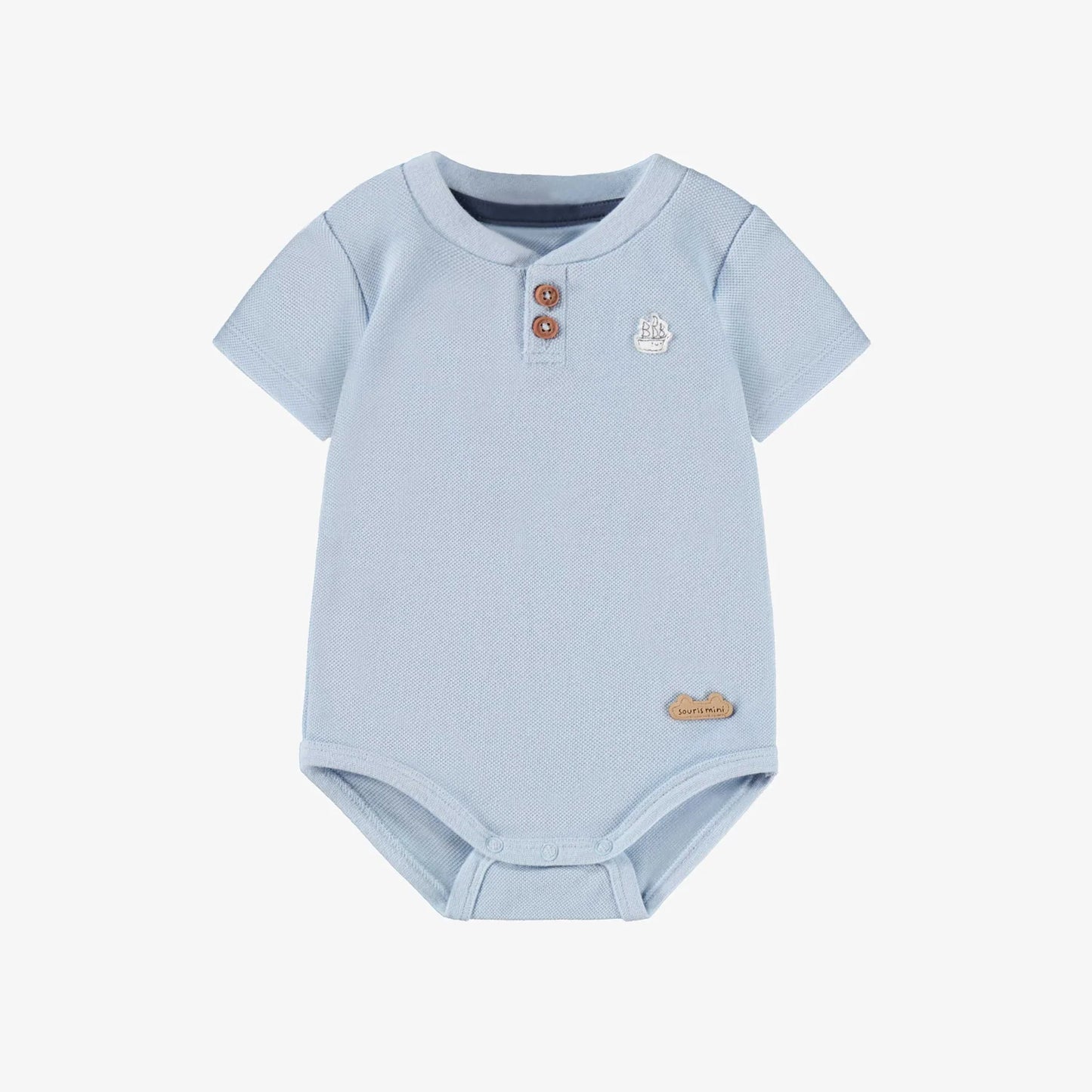 Newborn Blue Waffle Jersey Bodysuit