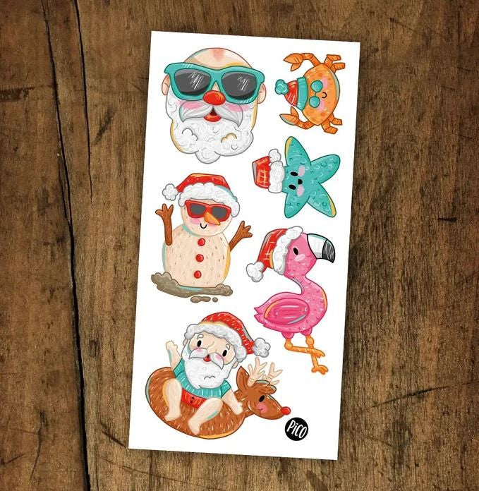 Temporary Tattoos - Santa at the Beach