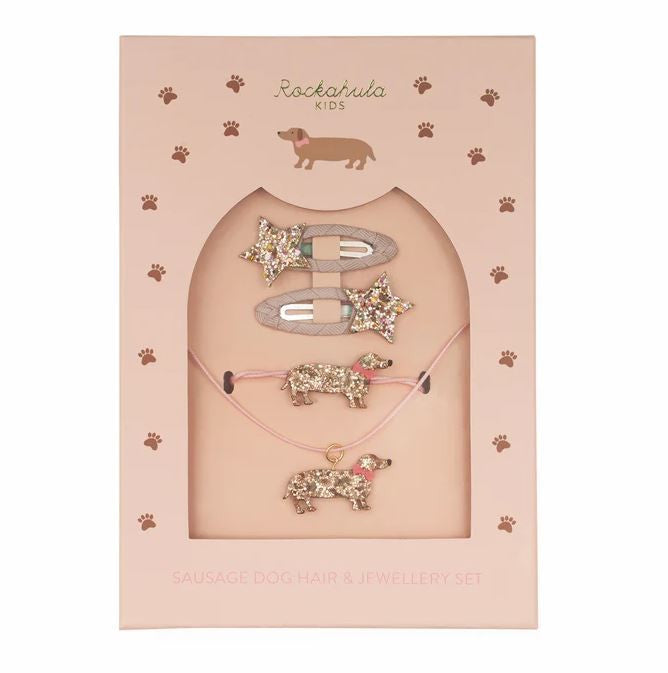 Hair & Jewellery Set - Sausage Dog