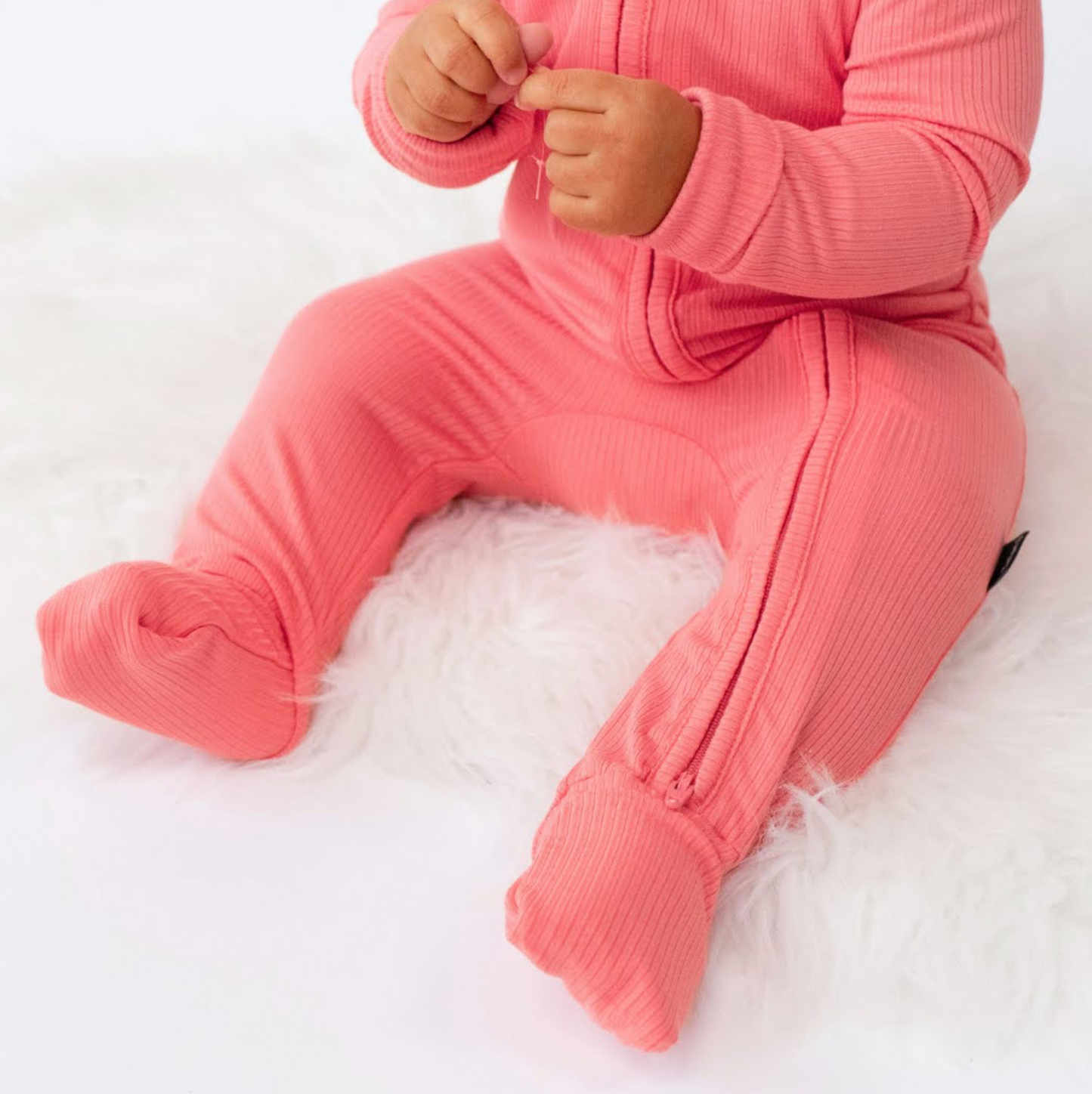 Footed Zipper Sleeper - Ribbed Hot Pink