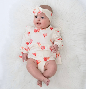 Long Sleeves Skirted Onesie - Heart Balloons