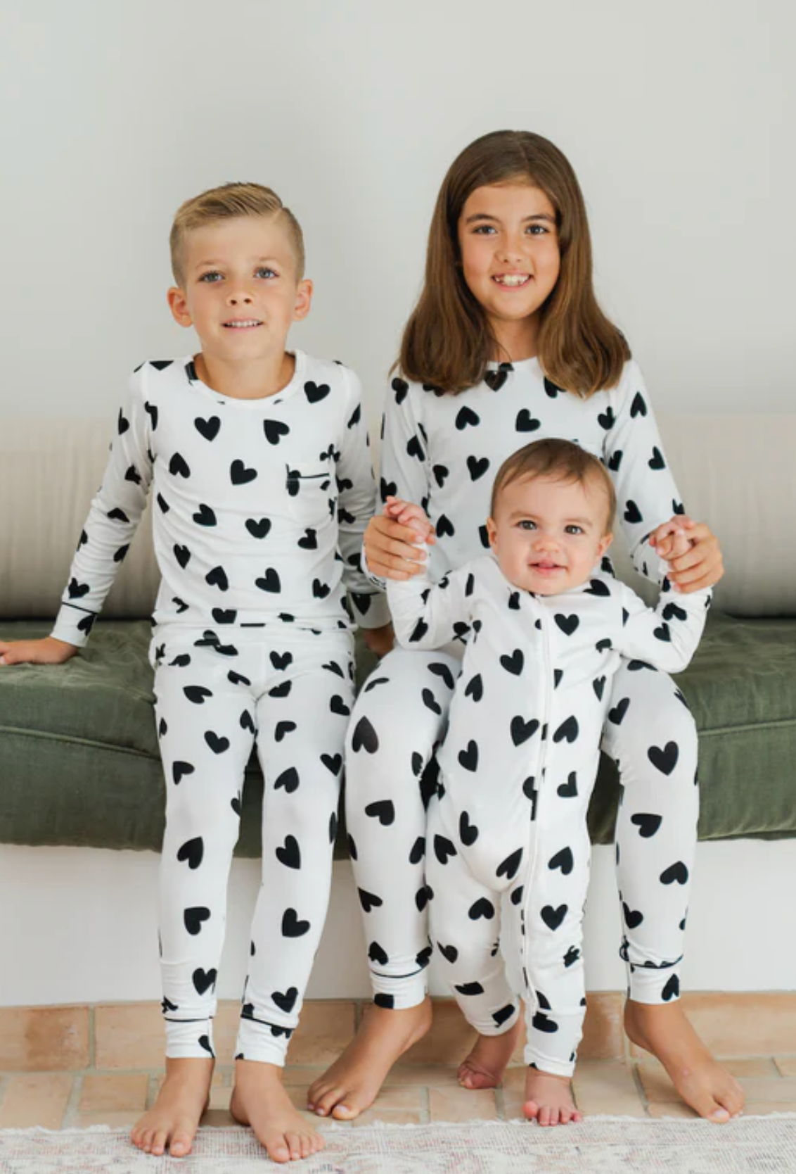 Kids Thermal Bamboo PJ Set - Black Heart