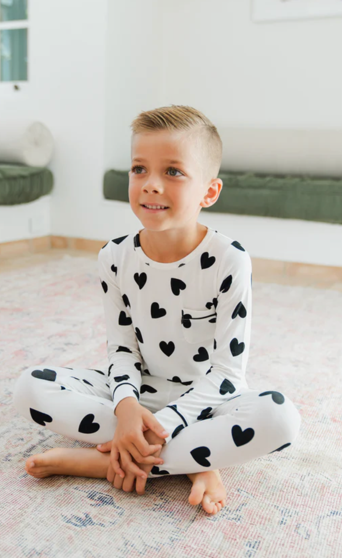 Kids Thermal Bamboo PJ Set - Black Heart