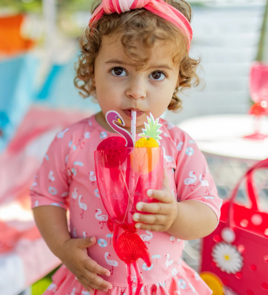 Baby Two-Piece Swimsuit - Pink with Flamingo