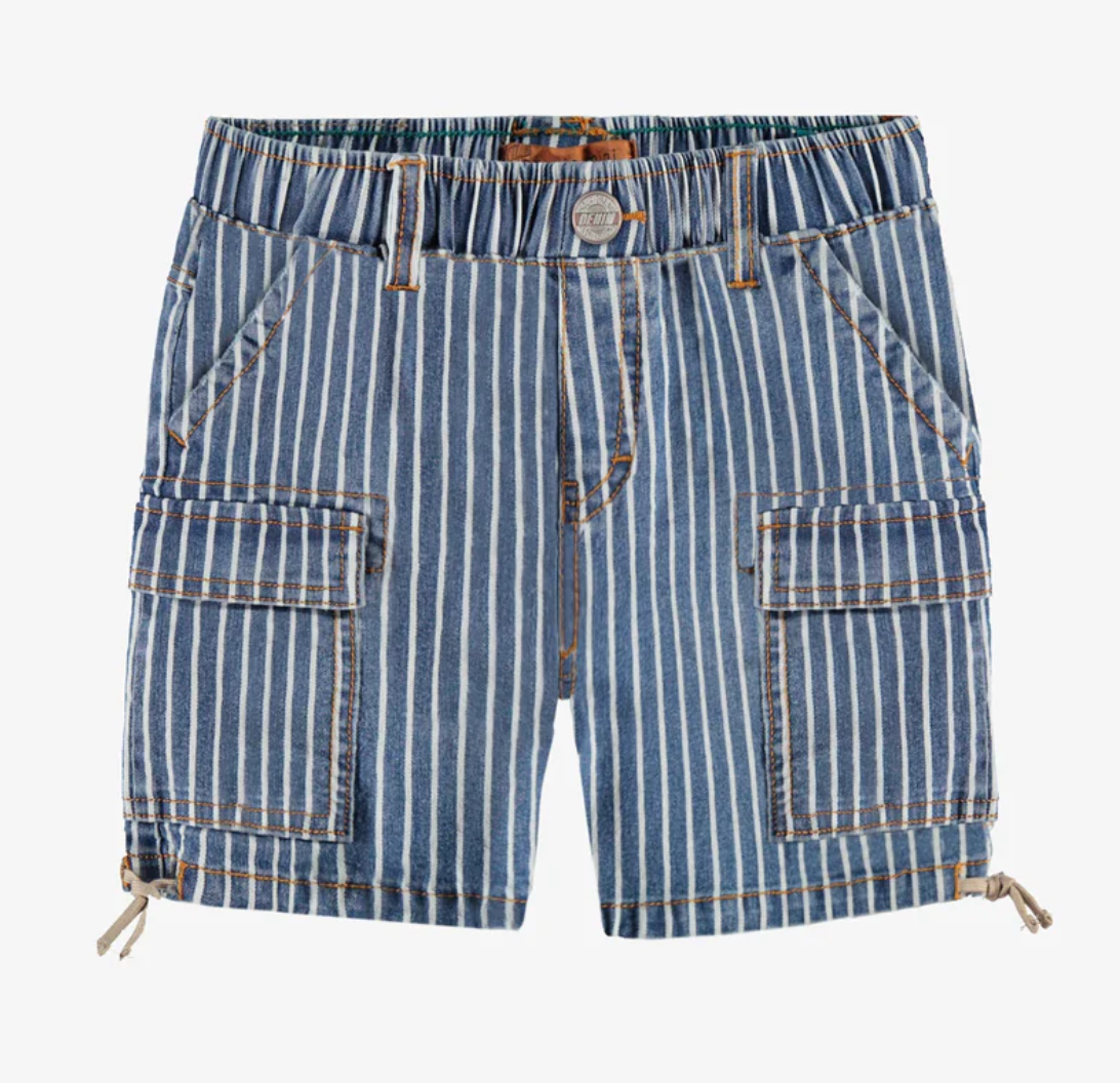 Child Blue and White Striped denim Shorts