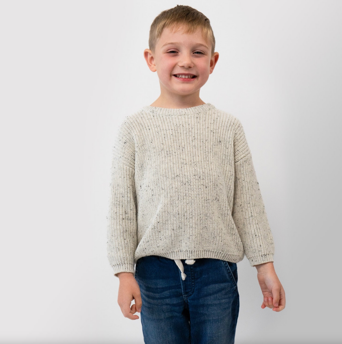 Kids Knit Sweater - Oat Speckled