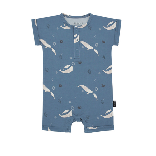 Short Sleeve Shortall Romper - Belugas