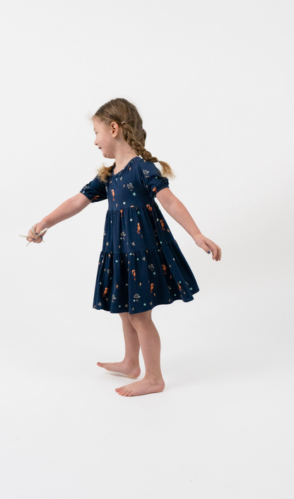 Short Sleeves Tiered Dress - Seas the Night