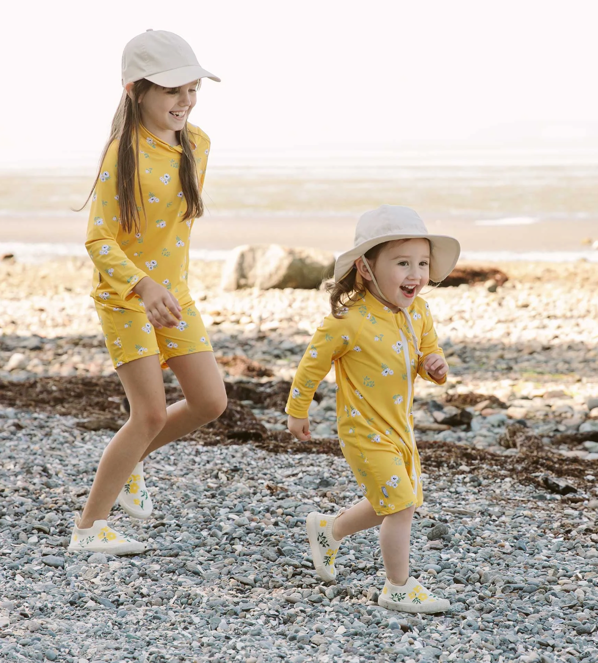 One-Piece UV Jumpsuit - Yellow Flower