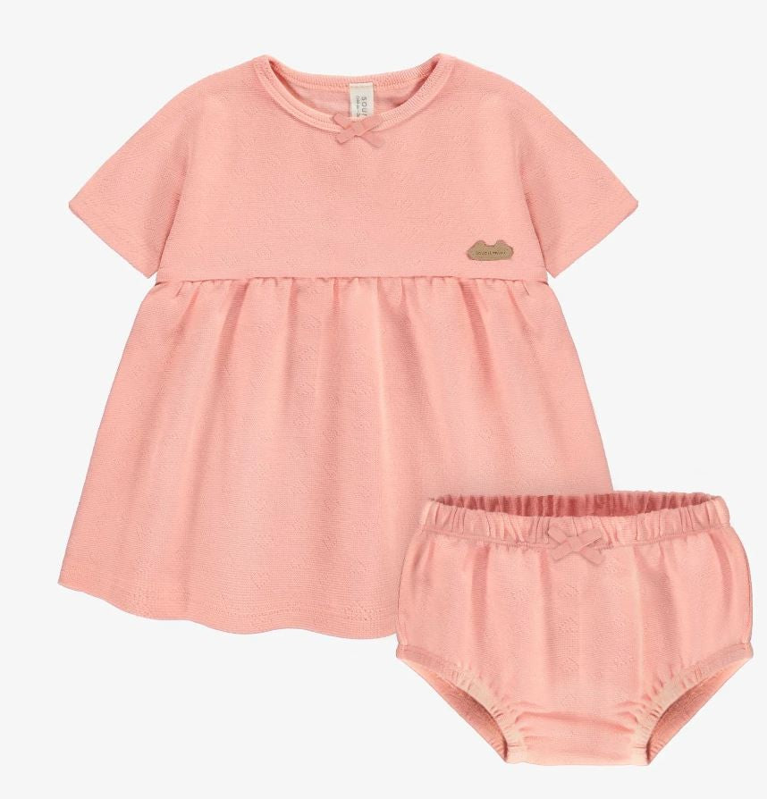 Baby Short-Sleeve Dress and Bloomers - Pink