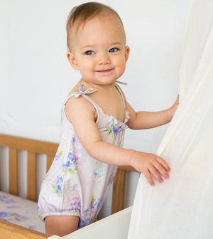 Shoulder Tie Bubble Onesie - Hydrangeas