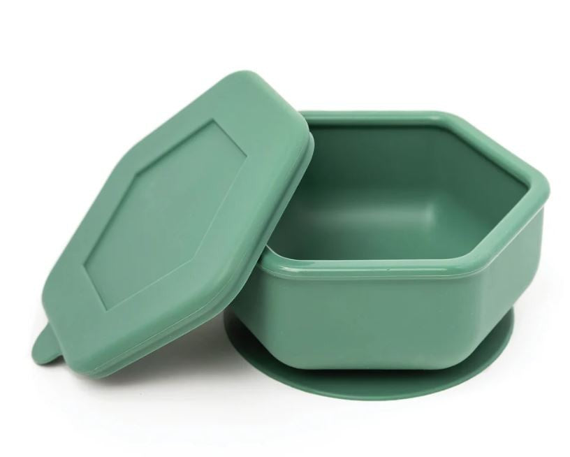 Silicone Bowl with Lid - Olive Green