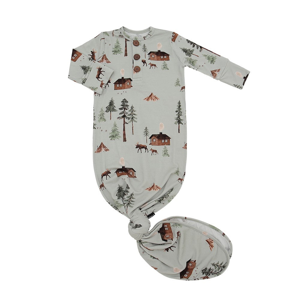 Sleep Gown - Moose on Green