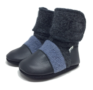 Felted Wool Booties - Steel Blue