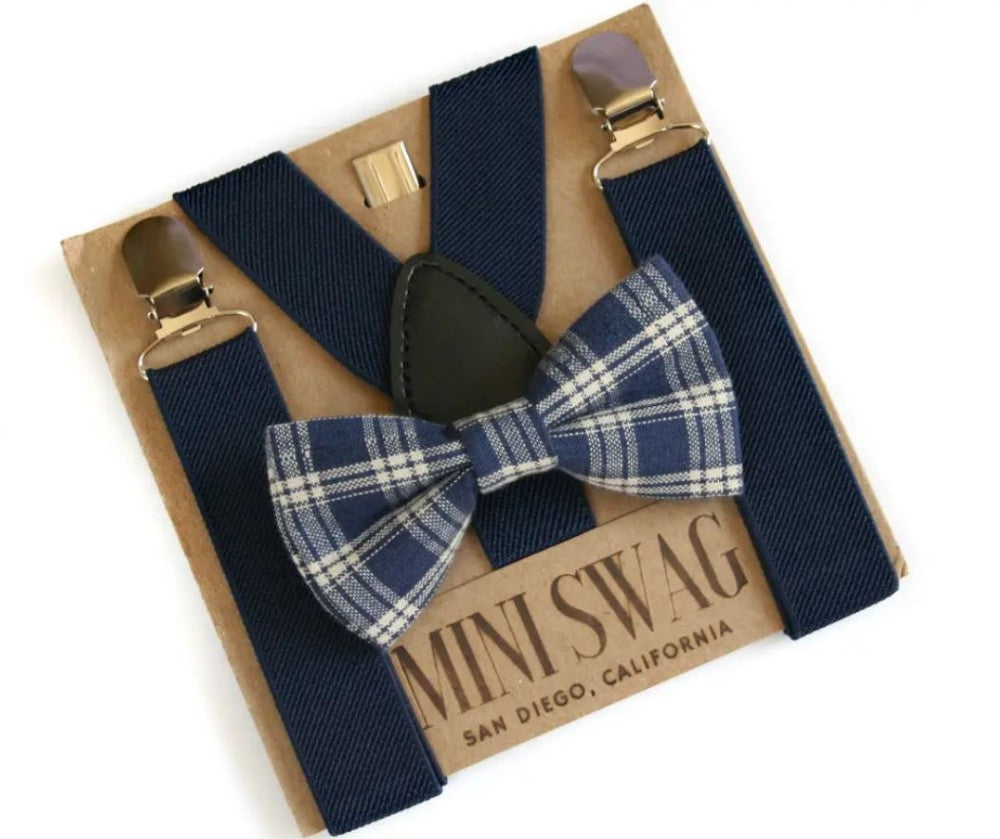 Suspender and Bow Tie Set - Buffalo Plaid