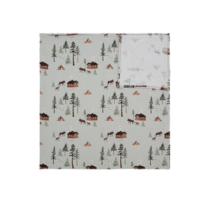 Swaddle Blanket - Moose on Green