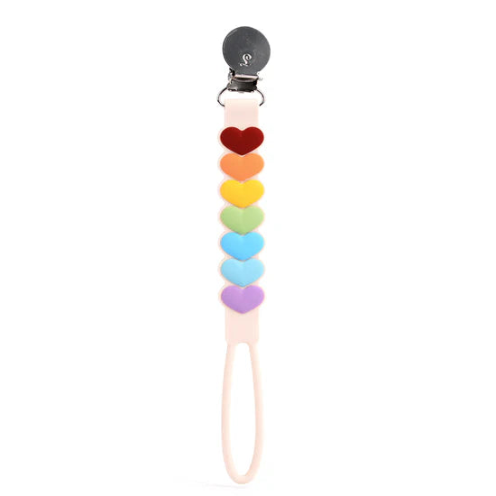 Beadless Pacifier Clip - Sweetheart Rainbow