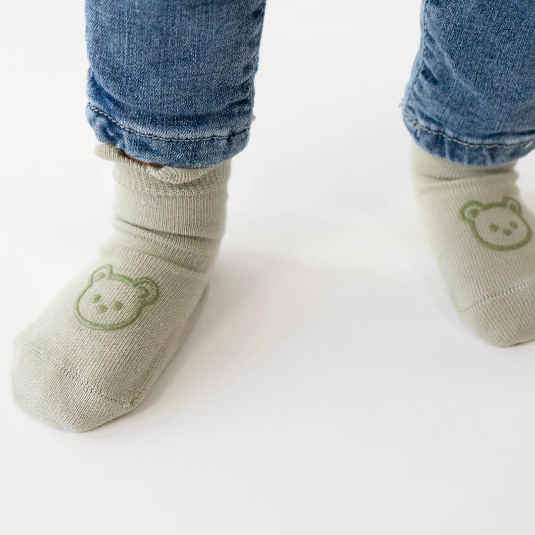 Cozy Non-Slip Socks (2 pack) - Sage/ Beige