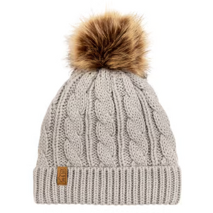 Kids Cable Knit Beanie - Grey