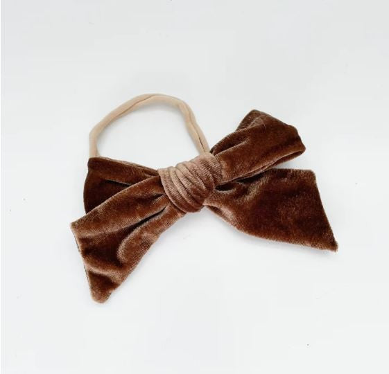 Velvet Single Bow - Chocolate