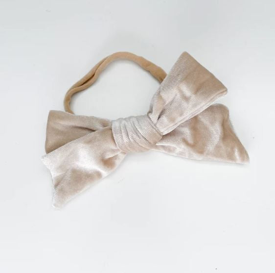 Velvet Single Bow - Cream