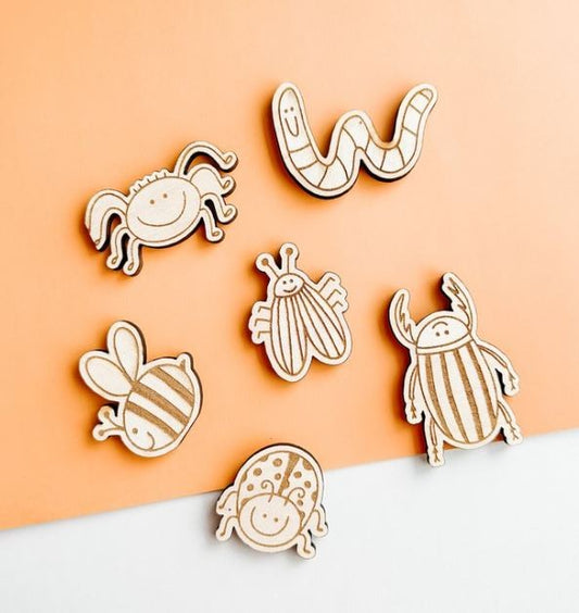 Wooden Play Pieces - Bugs