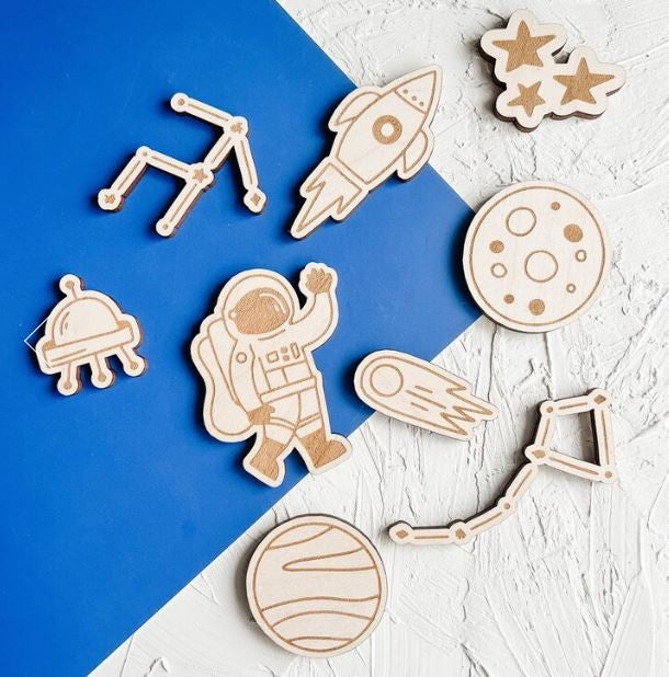 Wooden Play Pieces - Outer Space