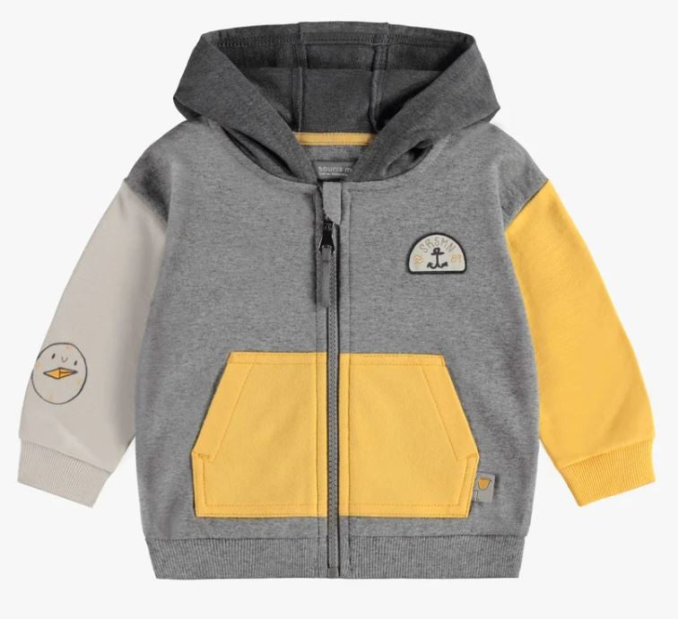 Baby Zippered Yellow and Gray Hoodie