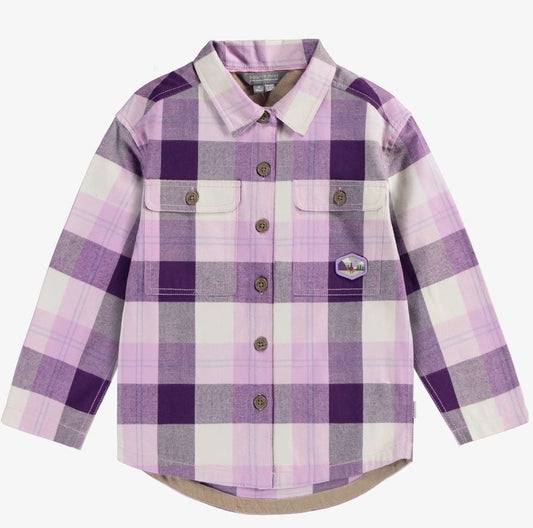 Child Purple Plaid Shirt in Flannel