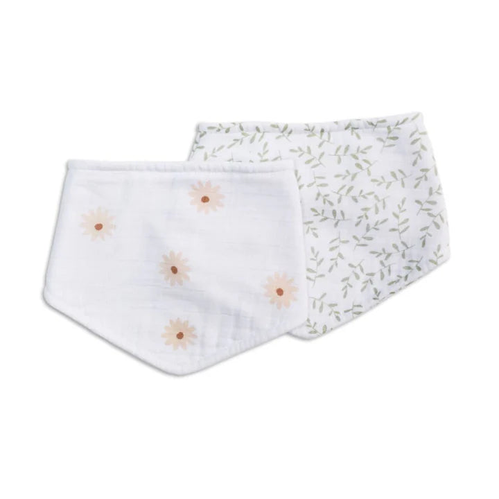 Muslin Bandana Bibs (2pk) - Daisies & Greenery