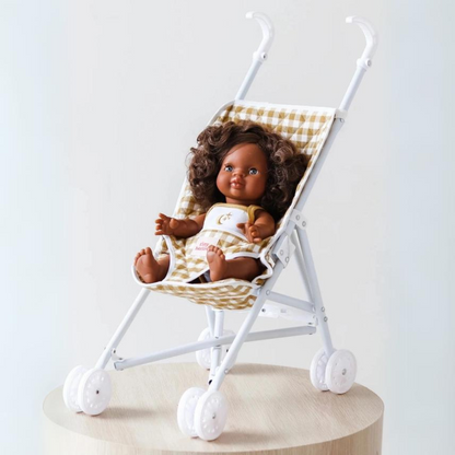 Folding Dolls Stroller - Mustard Gingham