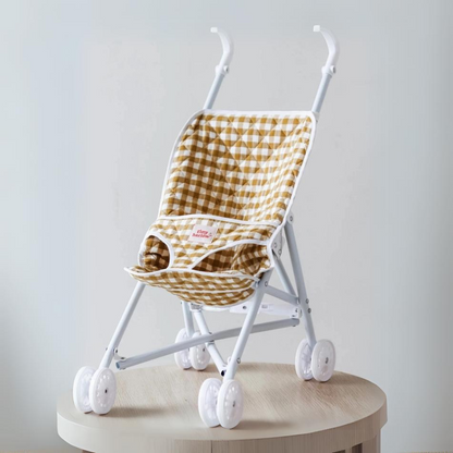 Folding Dolls Stroller - Mustard Gingham