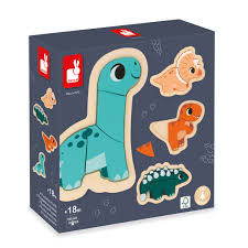 Wooden Dino | 4 Progressive Puzzles