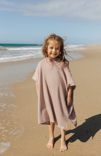 Waffle Beach Poncho - Dusty Rose