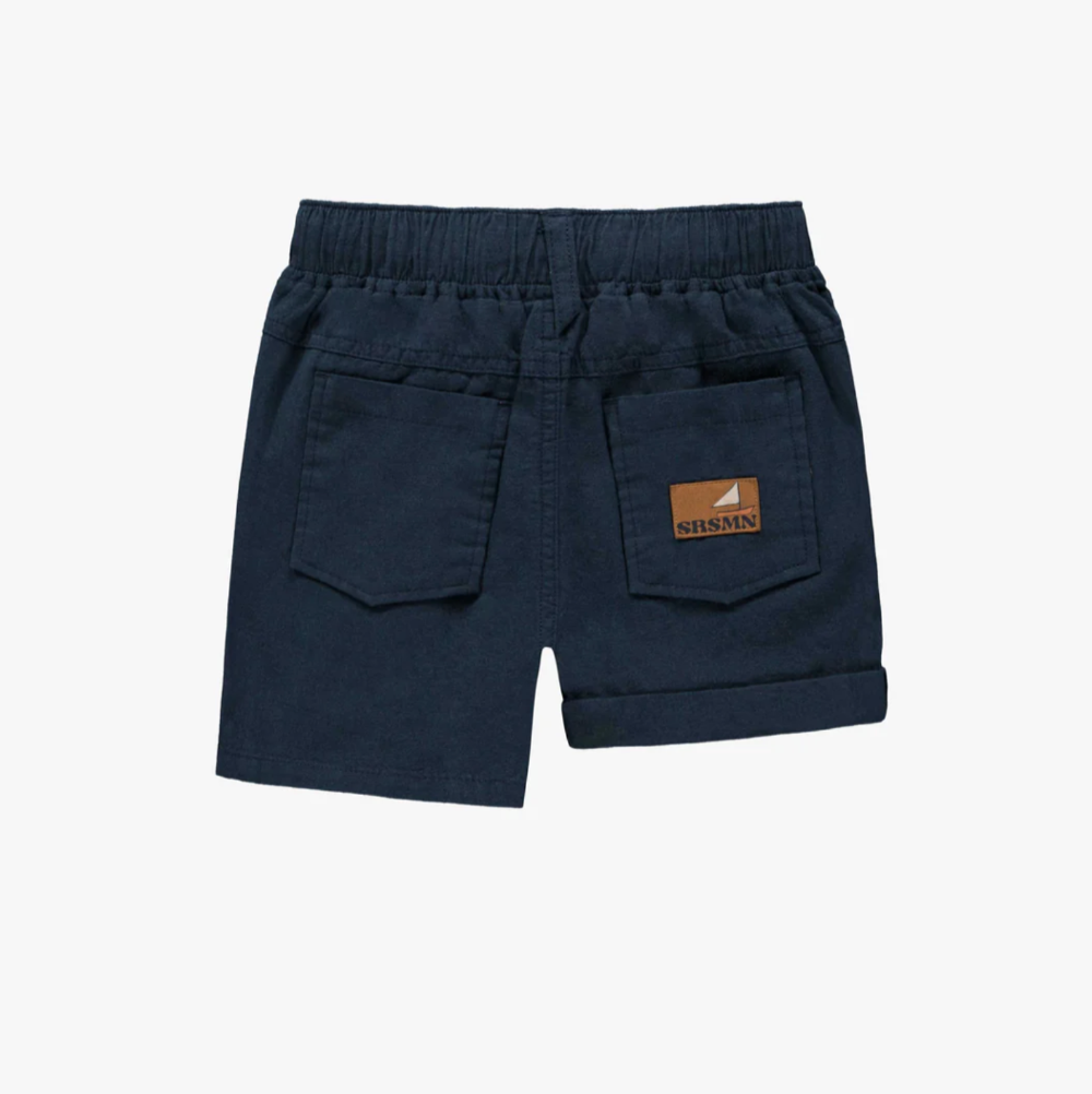 Child Navy Relaxed Fit Bermudas in Cotton and Linen