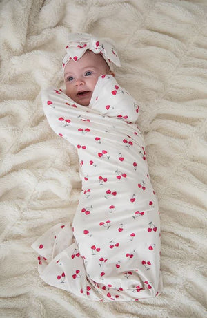 Swaddle Blanket - Cherry Heart