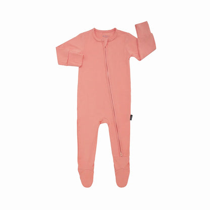 Footed Zipper Sleeper - Coral