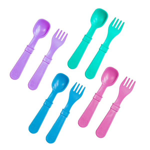 Multi Colour 8 Piece Utensil Set - Sky Blue | Purple | Aqua | Pink