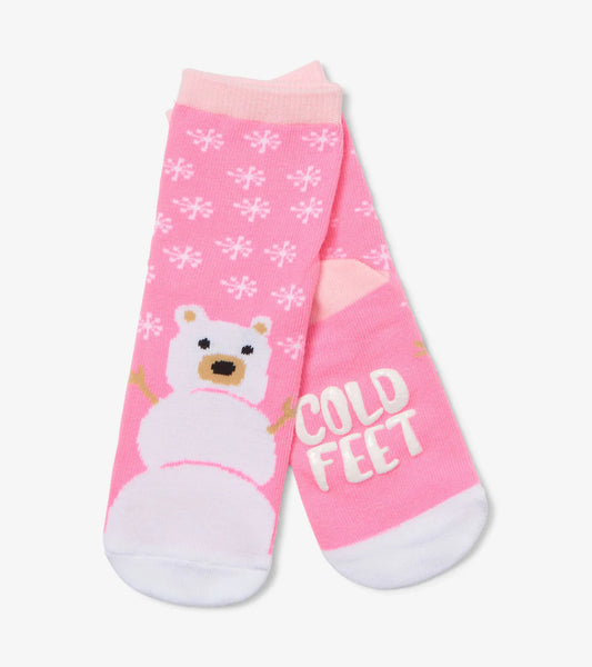 Kids Crew Socks - Pink Snow Bear