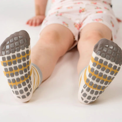 Cozy Non-Slip Socks (2 pack) - Stripes/ Dots